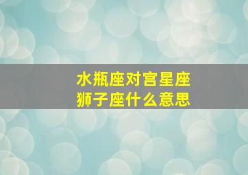 水瓶座对宫星座狮子座什么意思