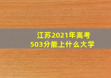 江苏2021年高考503分能上什么大学