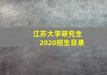 江苏大学研究生2020招生目录