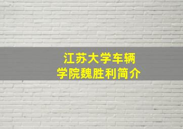 江苏大学车辆学院魏胜利简介