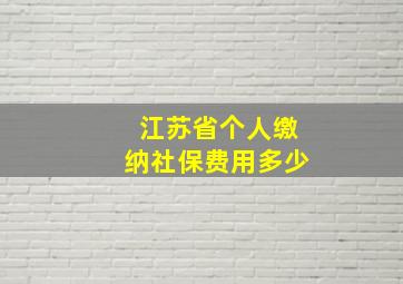 江苏省个人缴纳社保费用多少