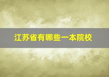 江苏省有哪些一本院校