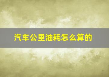 汽车公里油耗怎么算的