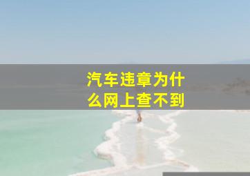 汽车违章为什么网上查不到