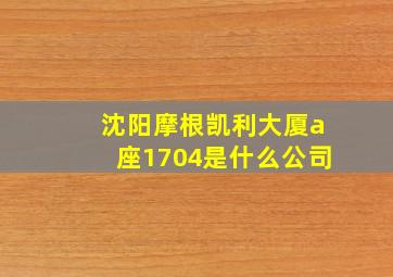 沈阳摩根凯利大厦a座1704是什么公司