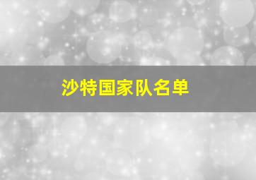 沙特国家队名单