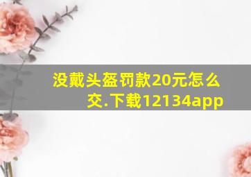 没戴头盔罚款20元怎么交.下载12134app