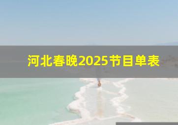 河北春晚2025节目单表