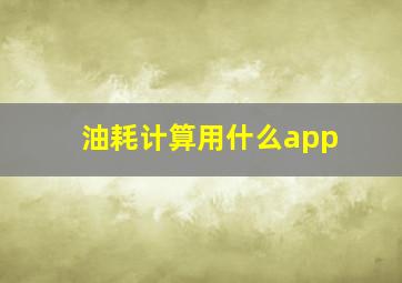 油耗计算用什么app