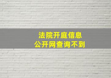 法院开庭信息公开网查询不到