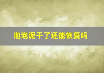 泡泡泥干了还能恢复吗