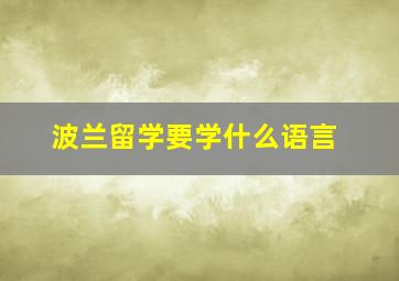 波兰留学要学什么语言