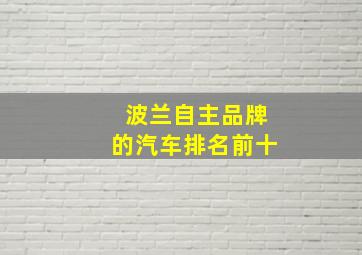 波兰自主品牌的汽车排名前十