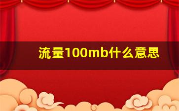 流量100mb什么意思