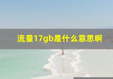 流量17gb是什么意思啊