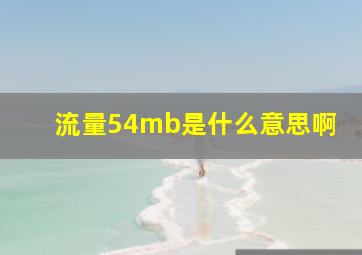 流量54mb是什么意思啊