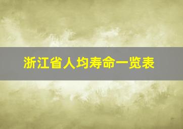 浙江省人均寿命一览表