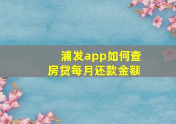 浦发app如何查房贷每月还款金额