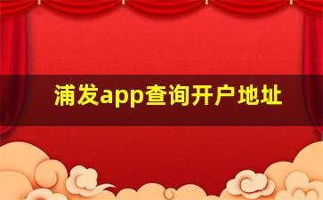 浦发app查询开户地址