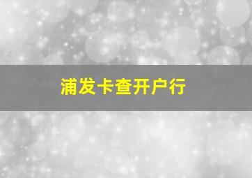 浦发卡查开户行