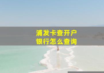 浦发卡查开户银行怎么查询