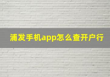 浦发手机app怎么查开户行