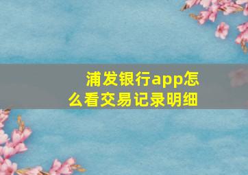 浦发银行app怎么看交易记录明细