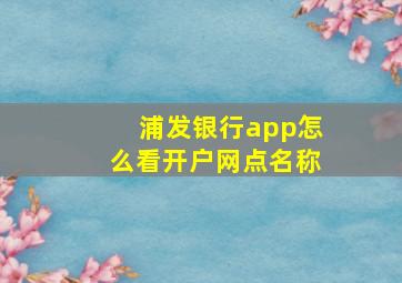 浦发银行app怎么看开户网点名称