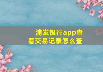 浦发银行app查看交易记录怎么查