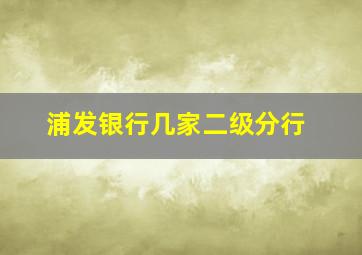 浦发银行几家二级分行