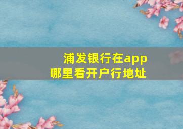 浦发银行在app哪里看开户行地址