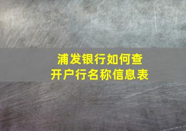 浦发银行如何查开户行名称信息表