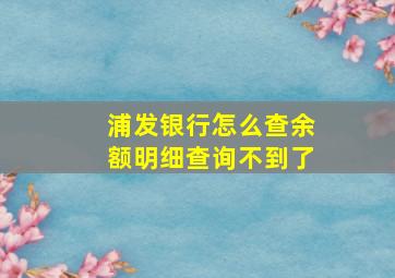 浦发银行怎么查余额明细查询不到了