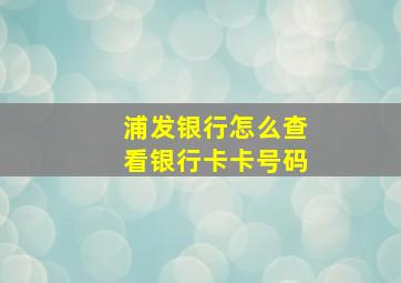 浦发银行怎么查看银行卡卡号码