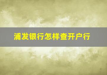 浦发银行怎样查开户行