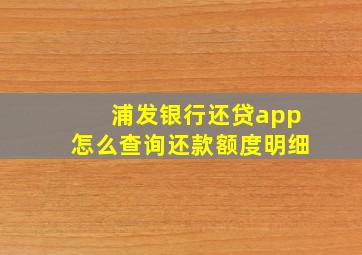 浦发银行还贷app怎么查询还款额度明细