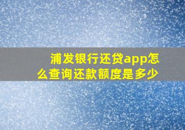 浦发银行还贷app怎么查询还款额度是多少