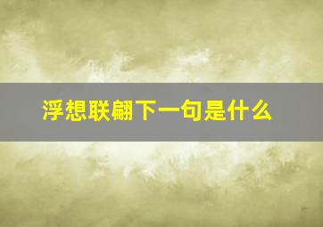 浮想联翩下一句是什么