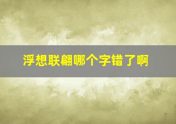 浮想联翩哪个字错了啊