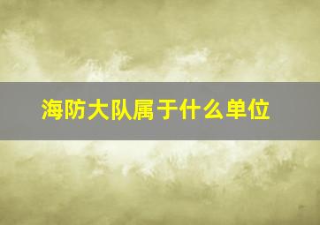 海防大队属于什么单位