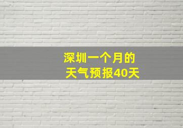 深圳一个月的天气预报40天