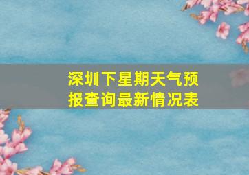 深圳下星期天气预报查询最新情况表