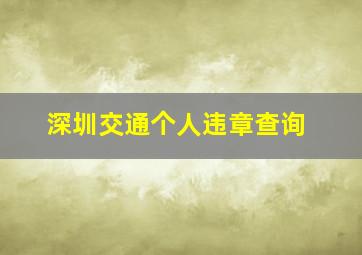 深圳交通个人违章查询