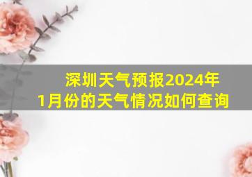 深圳天气预报2024年1月份的天气情况如何查询