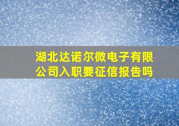 湖北达诺尔微电子有限公司入职要征信报告吗