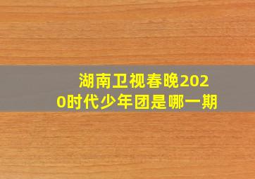 湖南卫视春晚2020时代少年团是哪一期