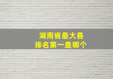 湖南省最大县排名第一是哪个