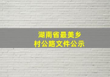 湖南省最美乡村公路文件公示