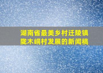 湖南省最美乡村迁陵镇陇木峒村发展的新闻稿