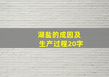 湖盐的成因及生产过程20字